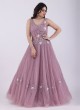 Pink Gown With Floral Sequins Embroidered Work